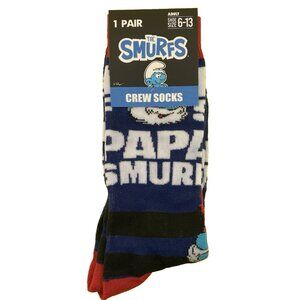 NWT Papa Smurf Smurfs Novelty Crew Socks Size Adult Unisex New With Tags